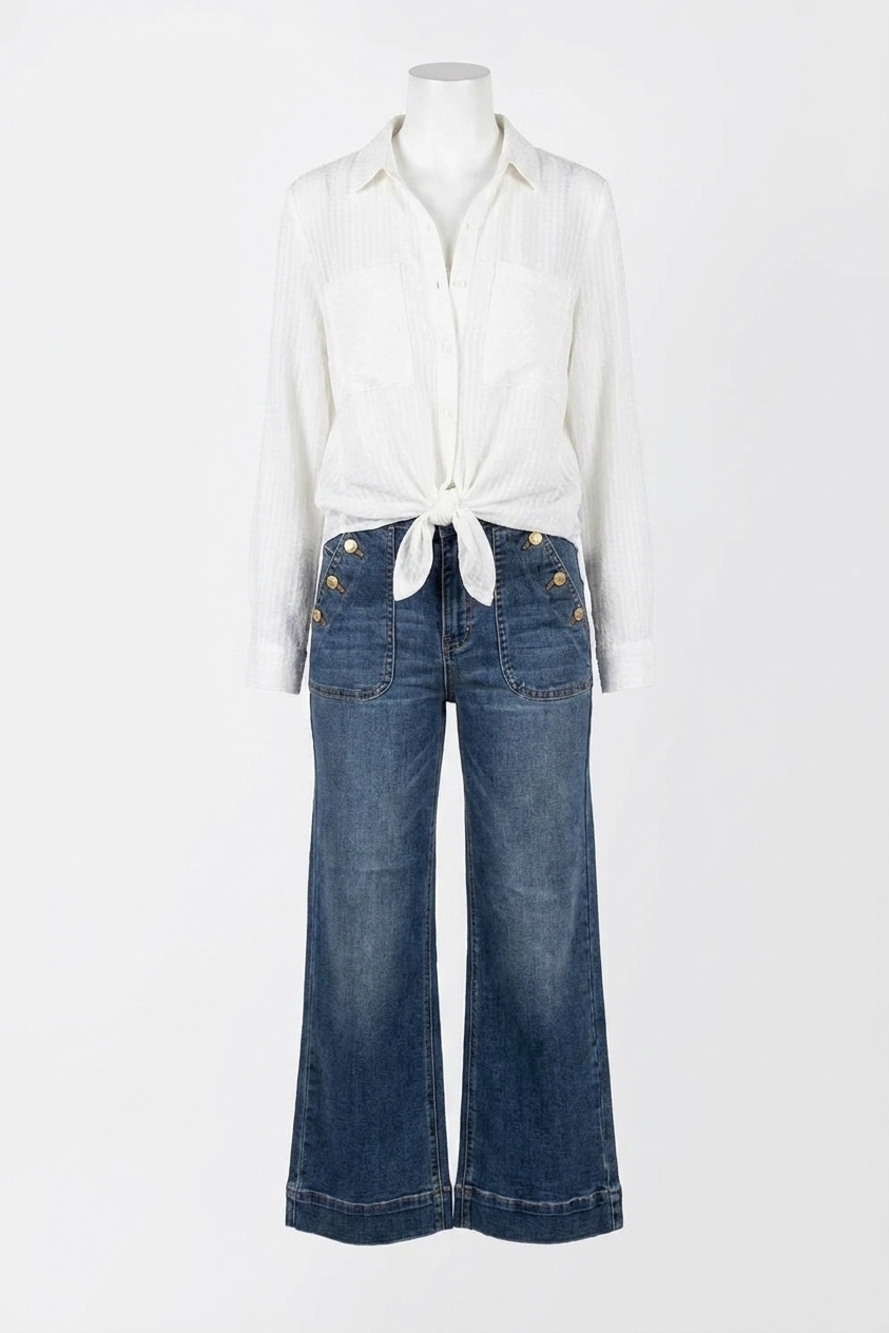 NEW GRACE AND LACE favorite button up in soft white